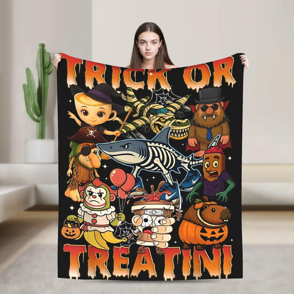 Italian Brainrot Tralalelo Tralala Tung Tung Tung Sahur Meme Fleece Blanket Throw Blanket for Bed Sofa Couch Plush Thin Quilt