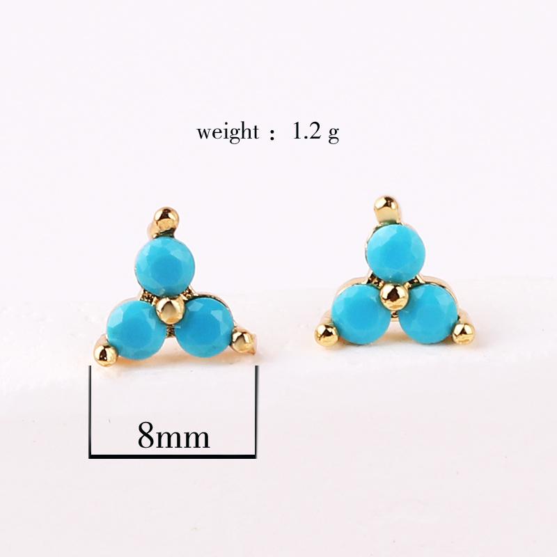 Gold Filled Stud Earrings For Women Bling Cute Color CZ Zircon Piercing Women's Earrings 2026 Fashion Jewelry Wholesale