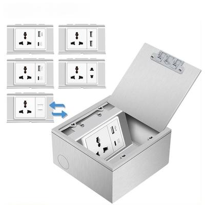 Rust-proof Flip Floor Socket Single Row 3-Pin & 2-Pin Socket Ultra Thin Hidden Style Replaceable Module Power Socket