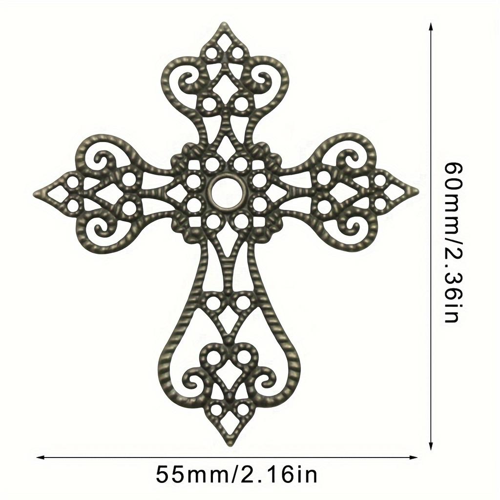30pcs Vintage Hollow Floral Cross Embellishments - 55x60mm Cast Iron DIY Scrapbooking Corner Decorations - For Crafting & Scrapbooking Enthusiasts