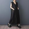 Ärmelloses Übergröße schwarzes Vintage Neu in Kleider für Frauen lässiges lockeres langes Sommerkleid