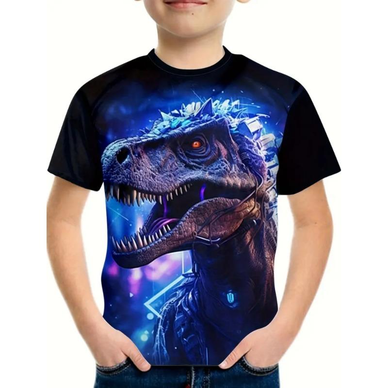 Boys Kids Clothes 3D Print Cartoon Dinosaur Graphic T Shirts Fashions Summer Streetwear O-Neck Short Sleeves T-Shirts for Boys