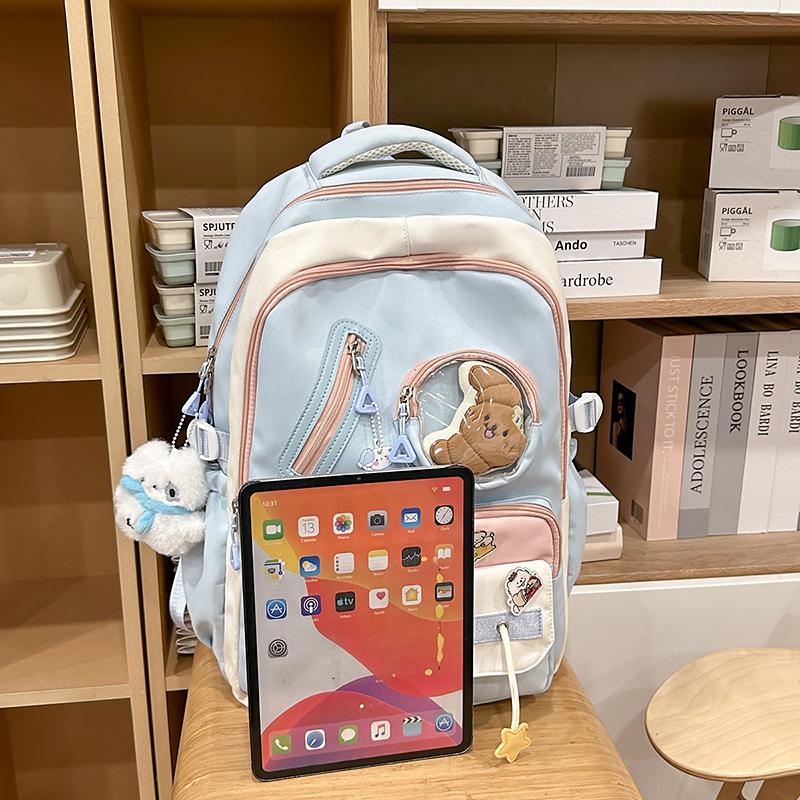College Style Schoolbag Women's Contrast Color Stitching Large Capacity Backpack