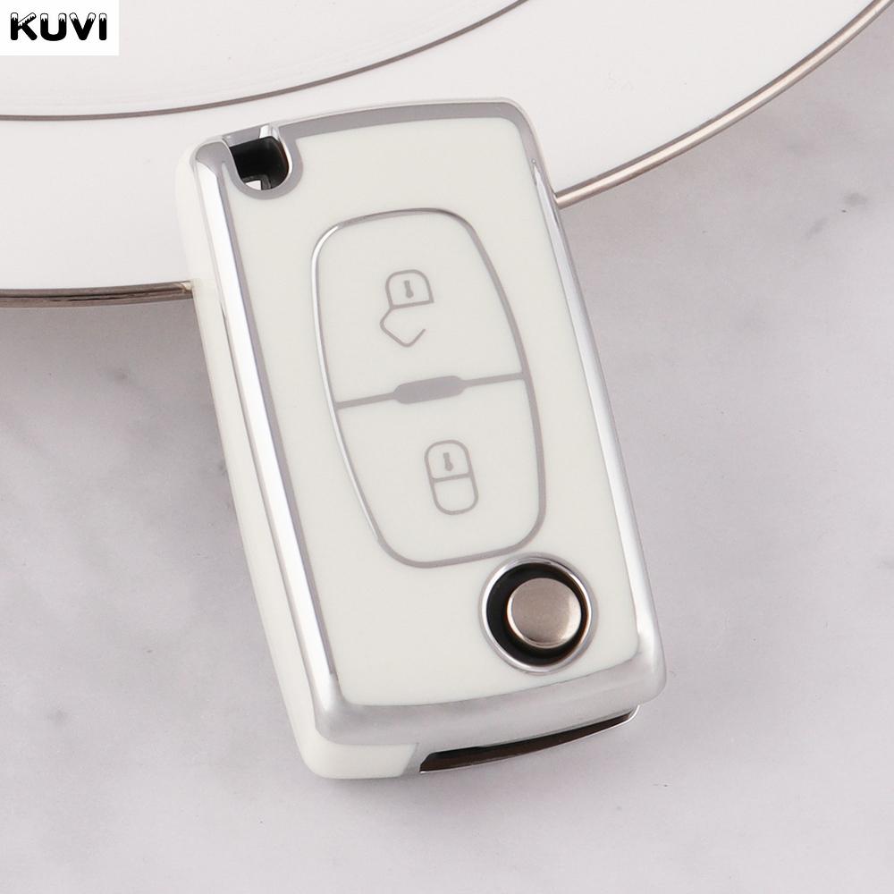 TPU Etui Klapka Pokrowiec na Kluczyk Samochodowy Dla Citroen C2 C3 C4 C5 C6 Xsara Berlingo Dla Peugeot 207 307 308 407 607 807 Ochraniacz Brelok