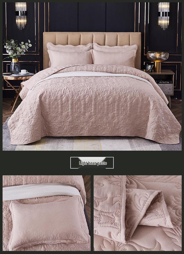 Washed Cotton Quilted Bedspread Set - 3-Piece Washable Coverlet Set, Breathable and Versatile