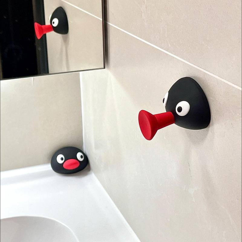 Pingu Magnetic Adhesive Towel Hook - Punch-Free, Seamless Bathroom Wall Mount, Set of 100.