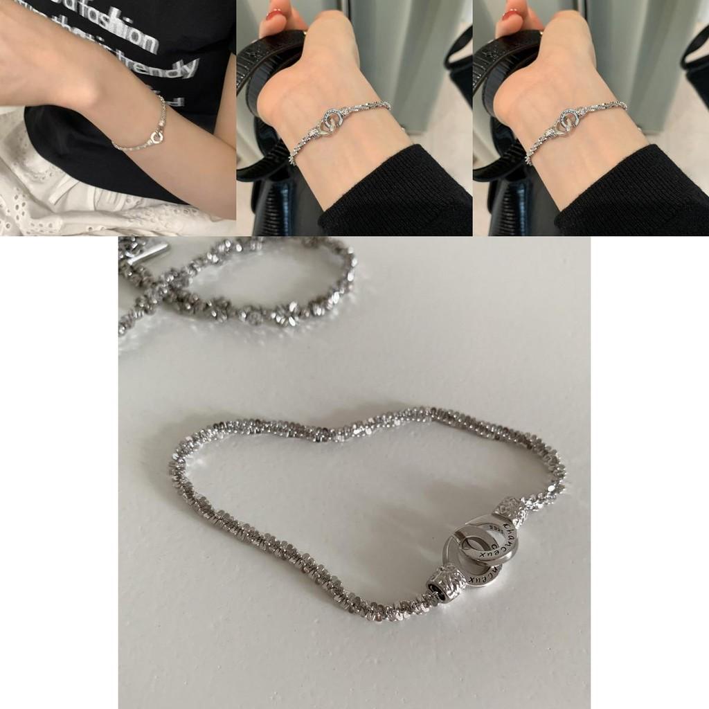 Unique Double Ring Alloy Wrist Bracelet For Womens Fashionable Commuting Style