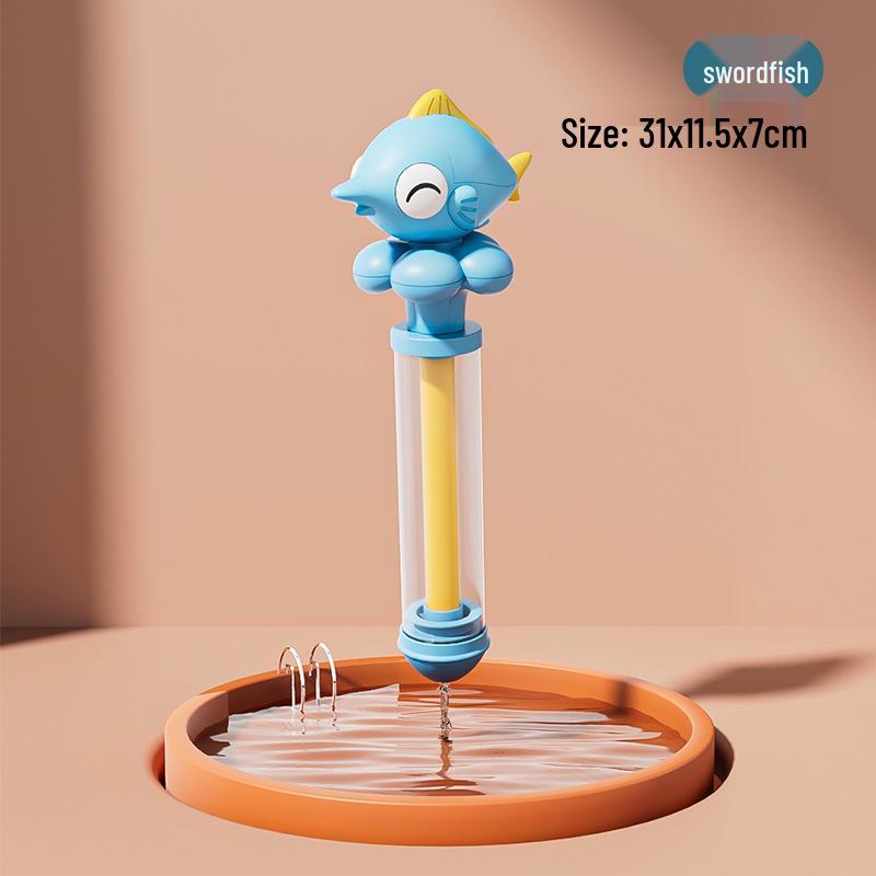 Cartoon Marine Animals Water Gun Toy - Whale, Shark, Fish Pull-Out Cannon for Outdoor Beach Play