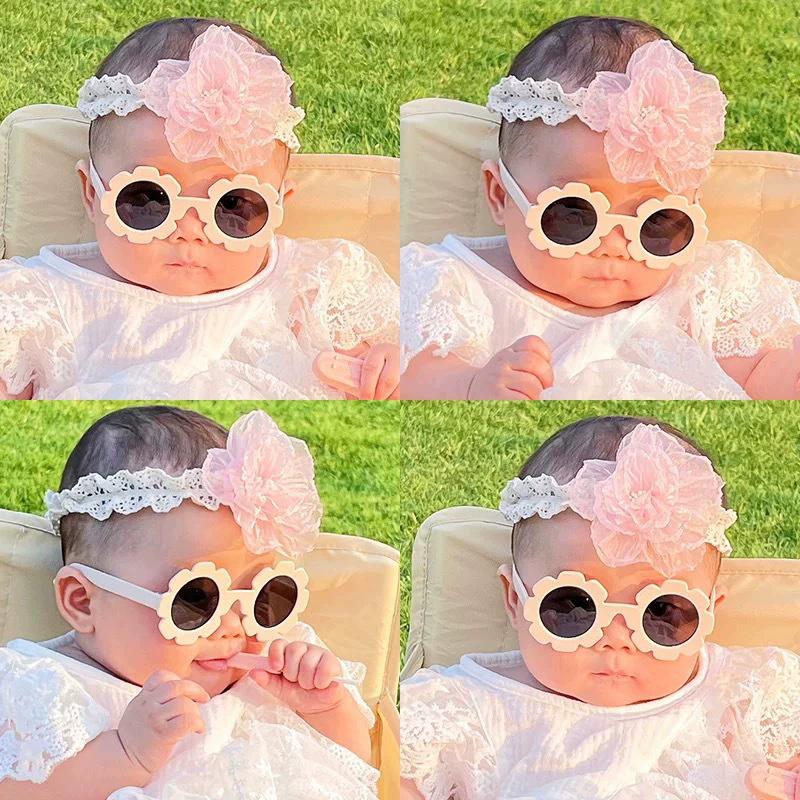 New Bendable Polarized Sunglasses with Strap for Newborn Baby Girls Boys 0-24 Months Flower Design