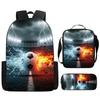 3Pcs/Set Cartoon Casual Fashion Soccer School Bags for Boy Girls Flat Surface Football Pattern Book Bags Sets Backpacks Children's Birthday Gift