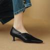 Fashion 2024 Spring New Split Leather Women Shoes LEISURE Women Slip-On Pumps High Heels Pointed Toe Heels Shoes Office Ladies Shoes