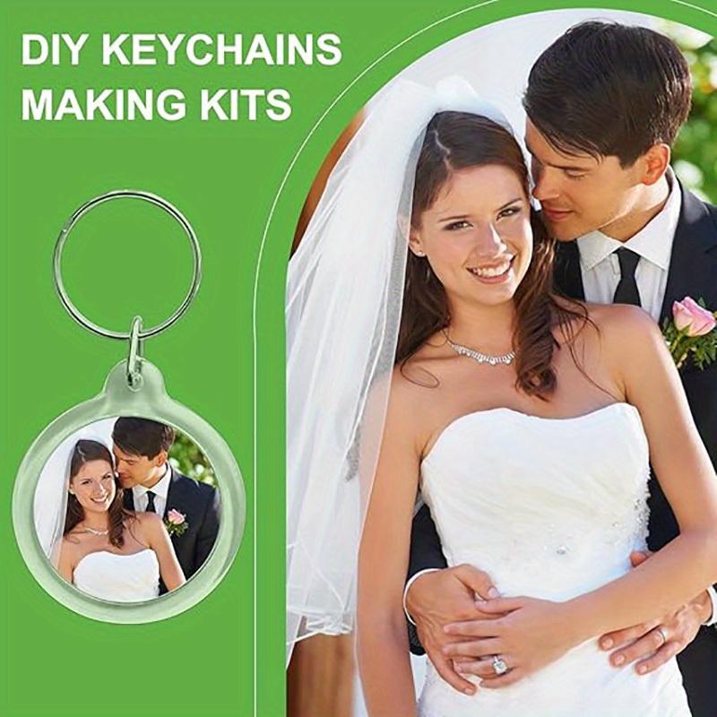 50-piece Photo Frame Keyring Set, Transparent Acrylic Photo Frame Keyrings, Circular Blank Photo Insert Keyrings for DIY Crafting