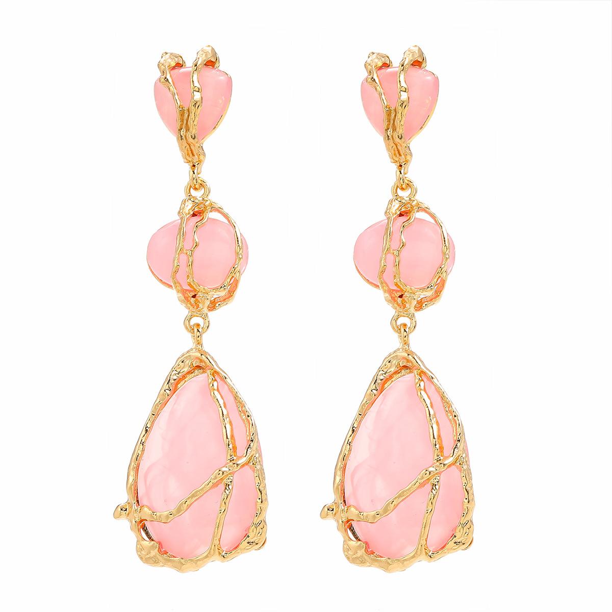 

Богемные женские серьги из смолы, винтажные геометрические обручи для пирсинга, ювелирные аксессуары розовый