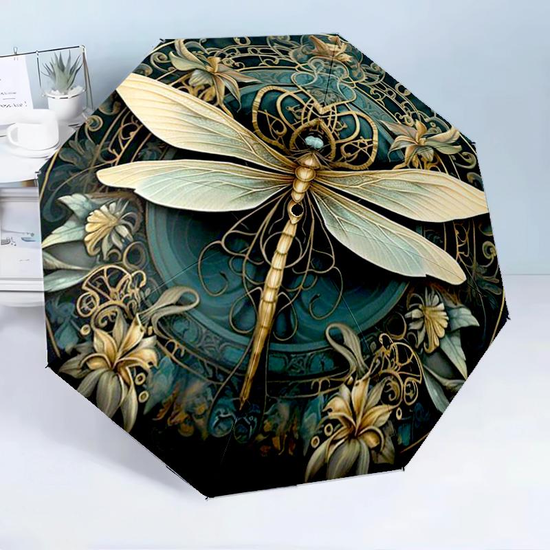 Dragonfly Artwork Design 8-Frame for Travel, Camping, Casual Lightweight Portable Umbrella, Essential for Every Family Holidays Birthday Gift
