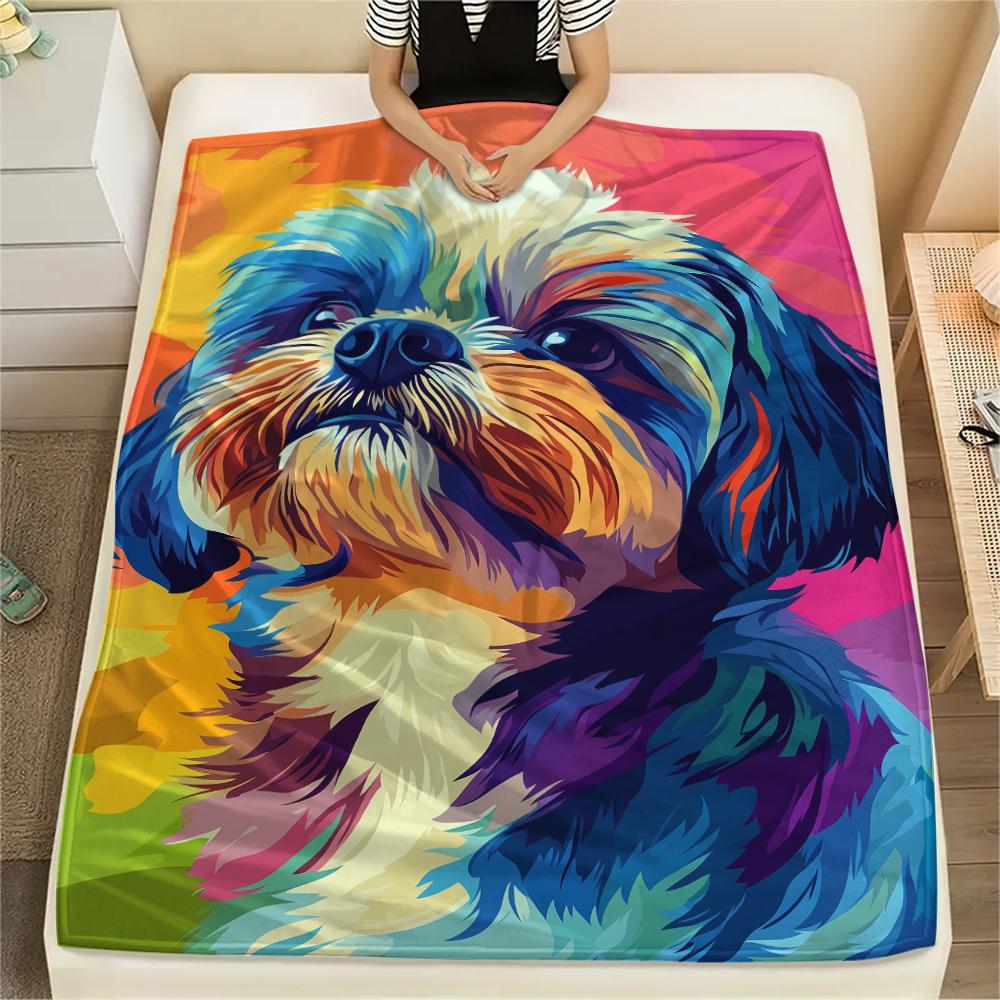 puppy vintage butterfly Print Flannel Blanket,High quality Comfortable for All Seasons,Home Decor,Warmth and Comfort,Perfect for Christmas Gifts