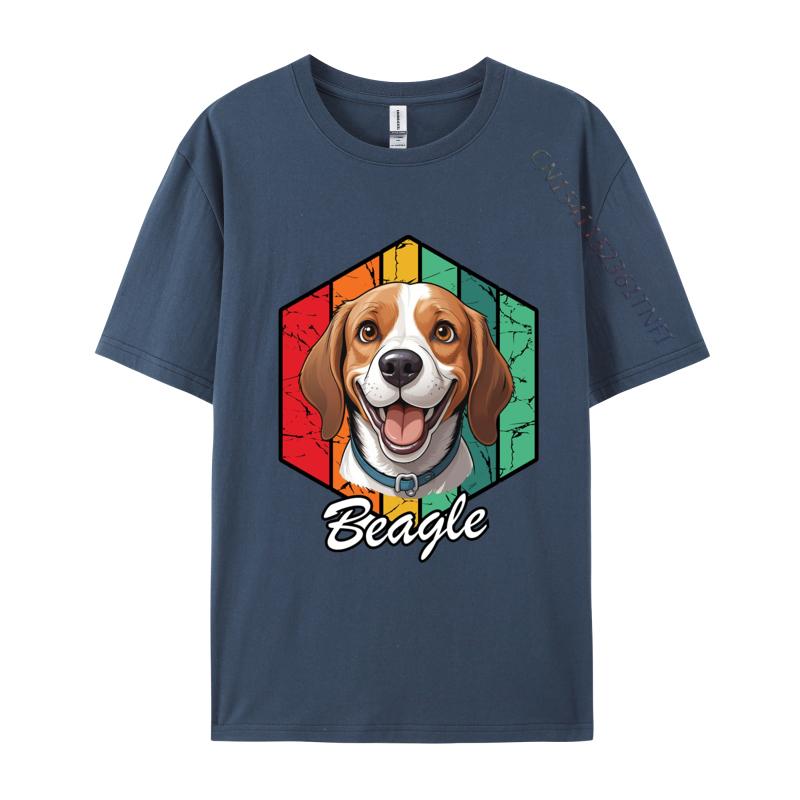 Beagle Retro TShirt 3D Style Cotton Men Tops T Shirt Smiling Beagle Dog Print Fitted T Shirt Mens Tees Custom