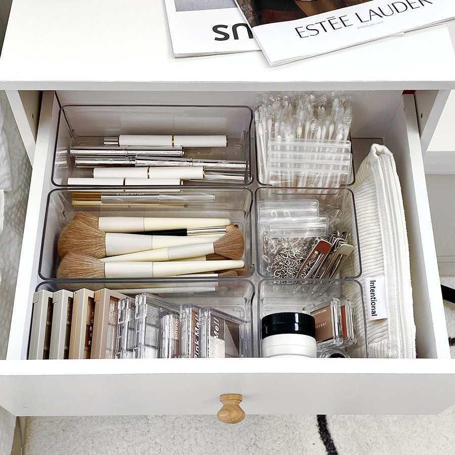 Acrylic Transparent Desk Organizer and Storage Box Set