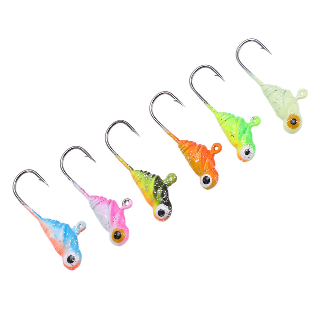 6Pcs Ice Fishing Jigs Fishing Lures Mini Jig Head Baits Carbon Steel for Winter Outdoor004
