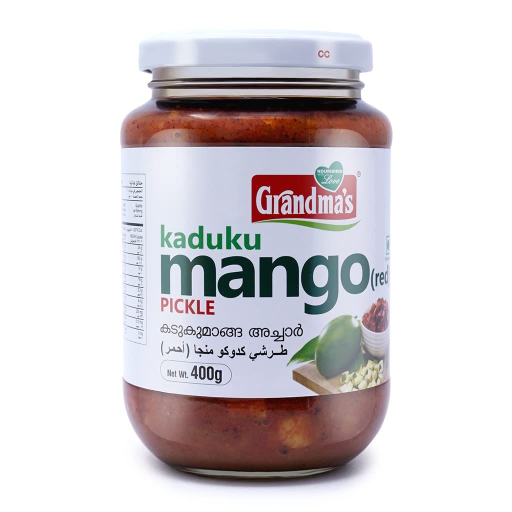 

Grandmas Authentic Kerala Style Kaduku Mango Pickle | Kaduku Manga Achar | 400g Bottle| Hot and Spicy South Indian Pickle (Pack of 1)
