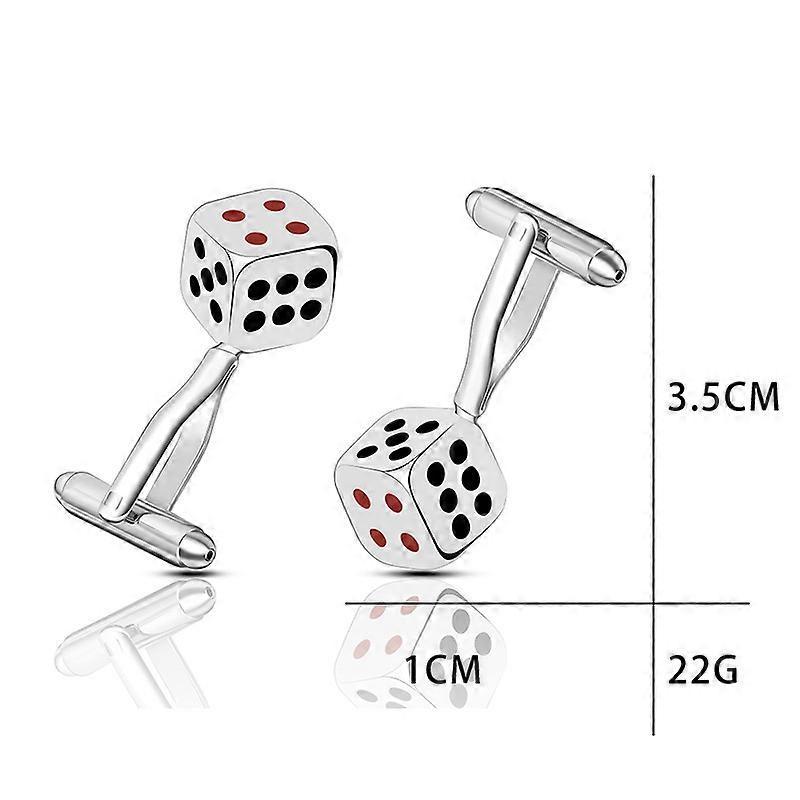Korean style accessories, high-quality French-style cufflinks for men, unique 3D silver dice cufflinks P1039