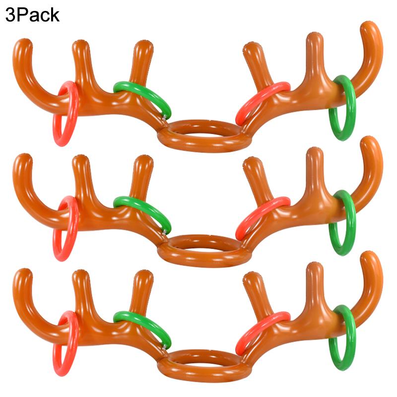 1/3Set Christmas Game Inflatable Reindeer Antler Hat Ring Toss Kids Gift Toys New Year Christmas Home Decor Xmas Party Supplies
