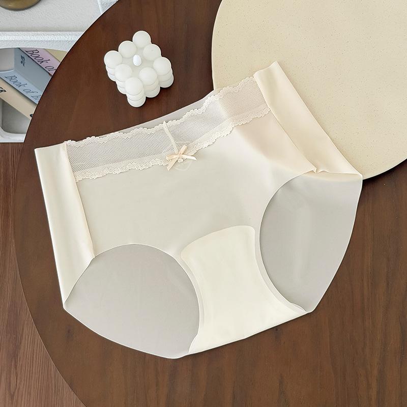 Ladies Summer Lace Waist Head Splicing Light Transparent No Trace Naked Sense 10A Antibacterial Crotch Waist Triangle Briefs