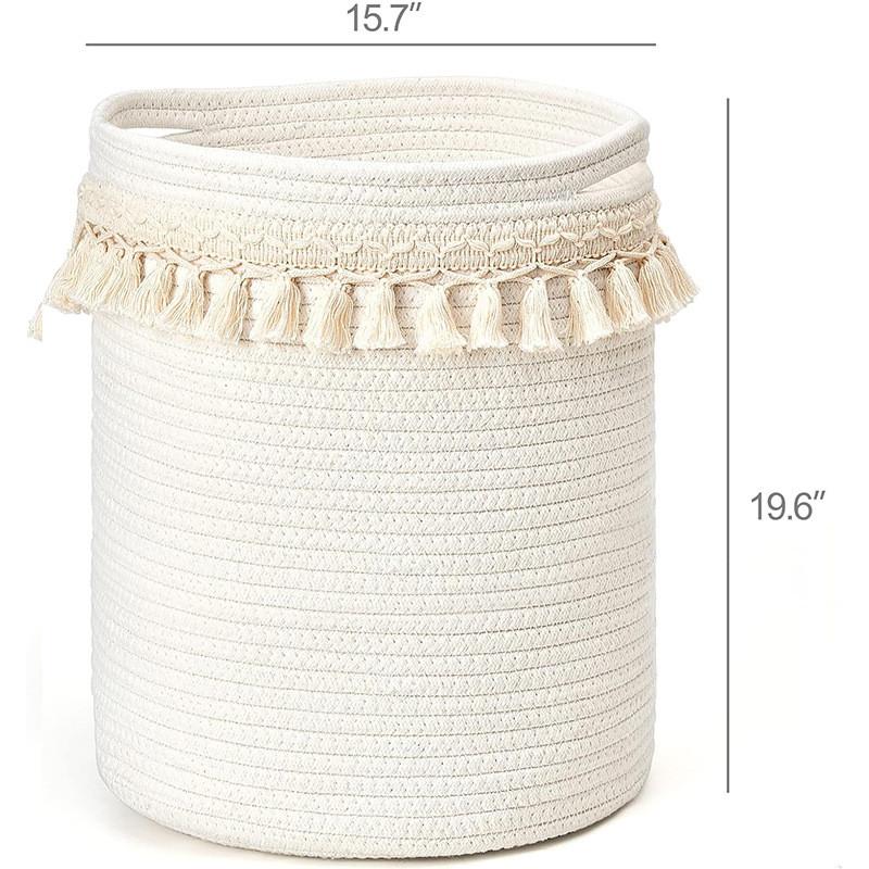 Cotton Rope Storage Basket With Handles For Home Organization And Laundry