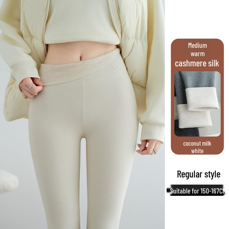 Korean Style High Waist Velvet Base Layer Pants for Women - Winter Slimming, Comfortable, Stretchy, and Non-Bulky.