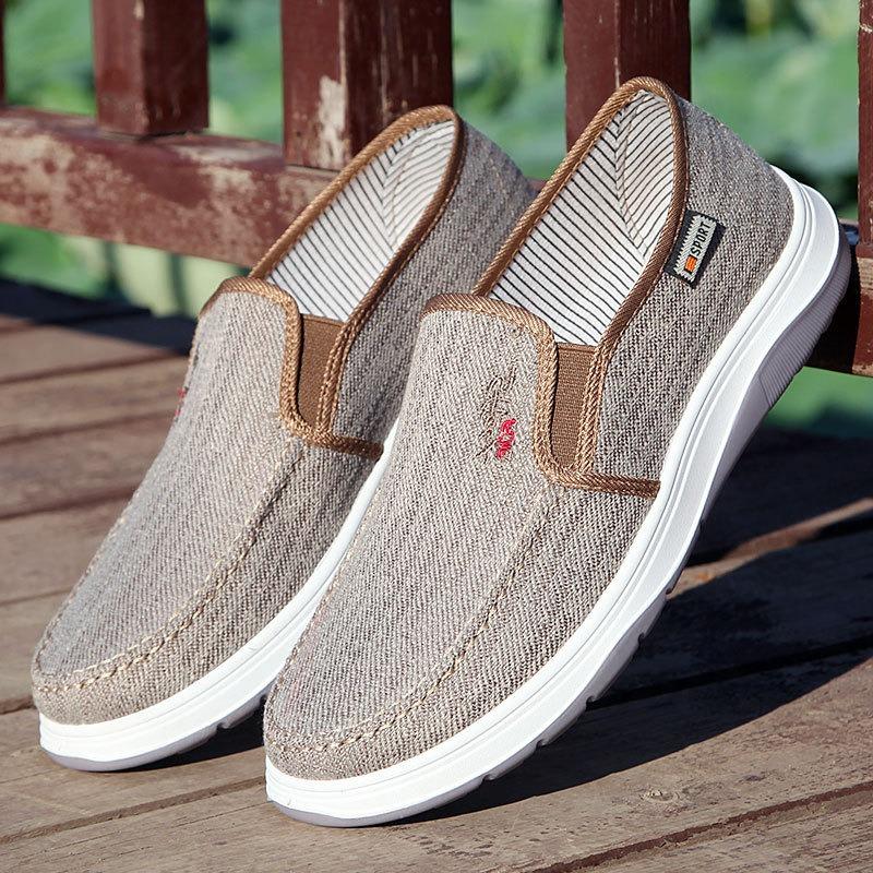 Old Beijing Cloth Shoes Men's Canvas Shoes Men's Autumn New One-pedal Shallow Mouth Dad Shoes Lazy Single Shoes