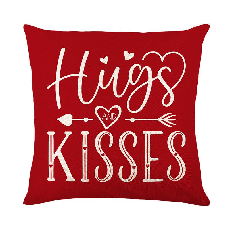 Simple Valentine's Day Printed Pillow Case Line Festive Decoration Letters Home Sofa Cushion Cover Bedroom Pillow Case