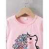 Girls' Summer Short-Sleeve Cartoon 'Flower Hedgehog' Print T-Shirt