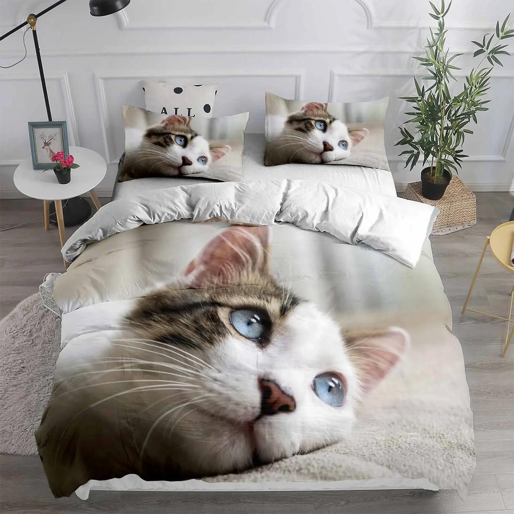Carton Pet Cat Beding Set Adult Peoples Children Winter Soft Duvet Cover Sets Children Kids,twin Ful Quen King Bedrom Set Home House De Couete