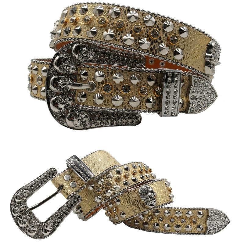 Blingbling Rhinestones Waist Belt Studded Grommet Buckle Rivets Costumes Rhinestones Heavy Duty for Jeans Pants
