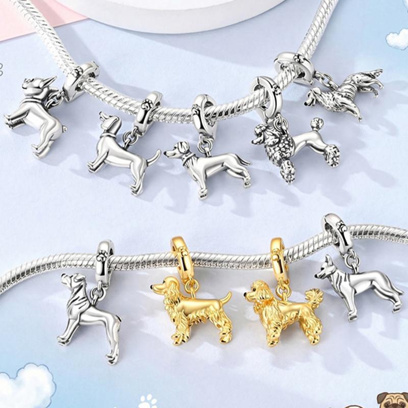 New 925 Silver Charms Beads Pendant Cat Dog Lion Tiger Girl Boy Fit Bracelet Fashion Jewelry Gift for Women