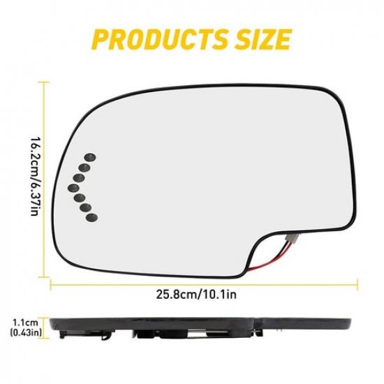 Left Heated Mirror Glass Turn Signal Fit For 03-07 Chevy Silverado GMC 88944391