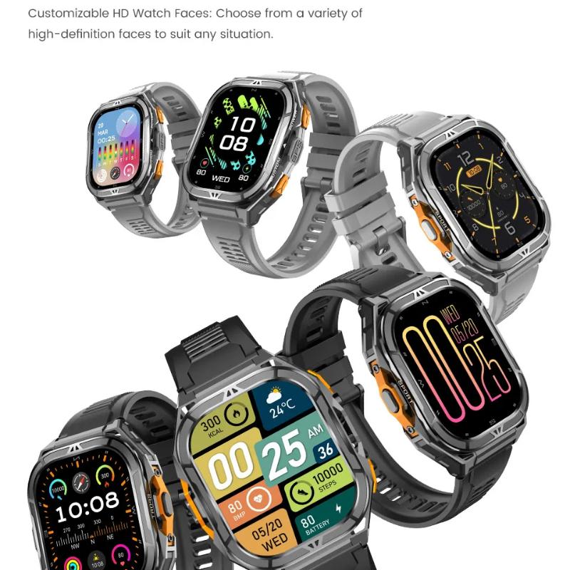 2026 New Dual Frequency GPS Smart Watch Men 1.96-inch HD AMOLED Screen Compass Bluetooth Call 5ATM Waterproof Sports Smart Watch