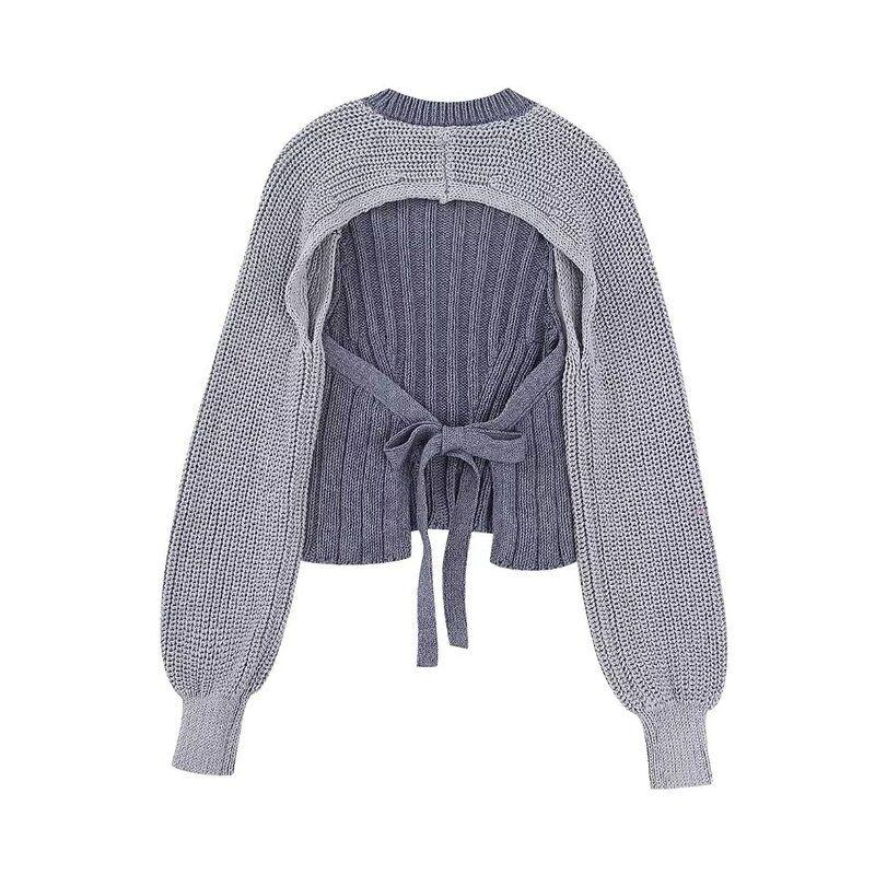 Fashion Style Autumn New Arrival Women's Clothing Stylish Open Back Design Round Neck Knitting Tops 5802118 400