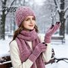 Matching Scarf And Touch Screen Gloves Set Winter Hat for Women, Warm Knitted Hat, Holiday Gift Friends Family Gloves, 71 Inch Scarf, Cozy Knit