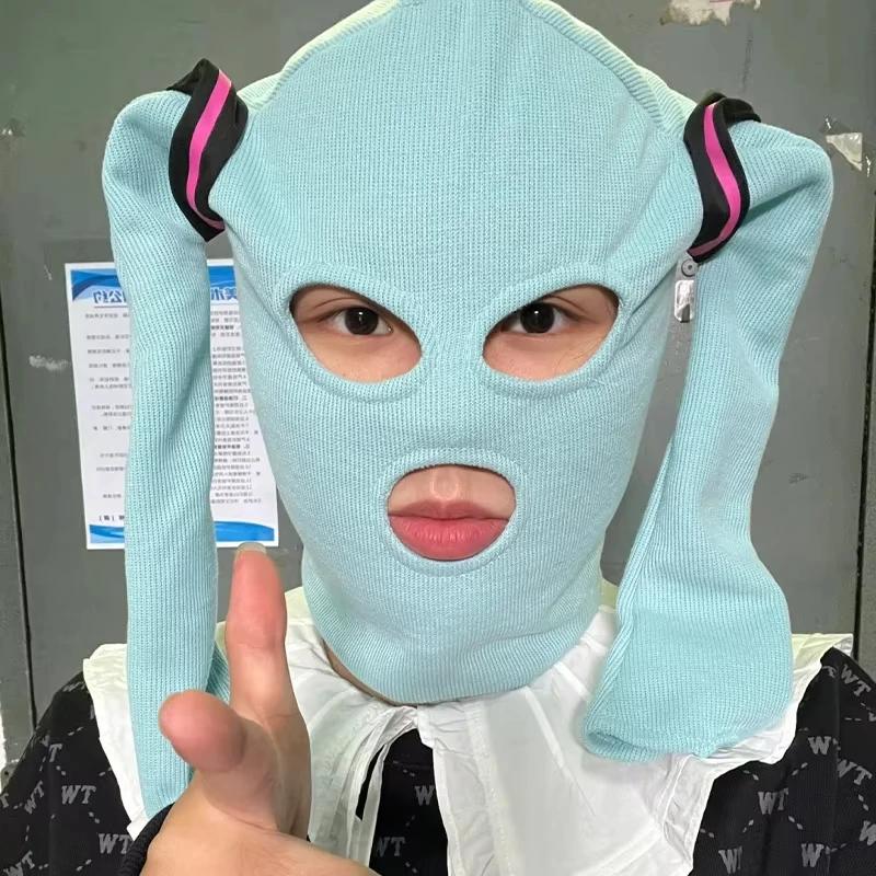 Cartoon Hatsune Miku Funny Headwear Game Hats Community Masks Cosplay Accessory Anime Game Character Hood Halloween PartyCostume