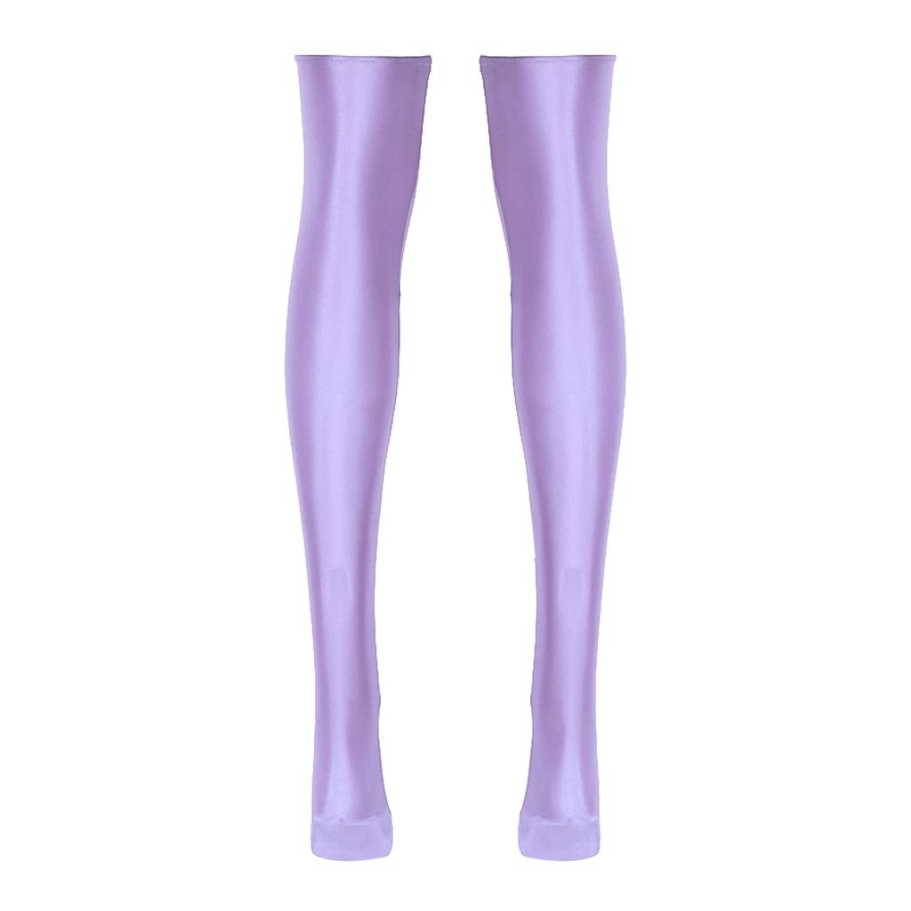 Womens Glossy Thigh High Stockings Solid Color Stretchy Socks 1 Pair Costume Accessories