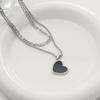 Titanium Steel Double Stacked Neck Chain Sweet Charm Heart Clavicle Chain  Birthday Gift