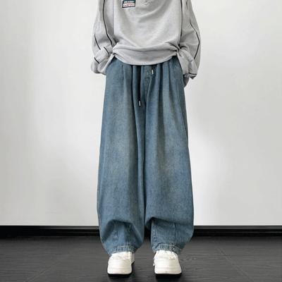 Džíny Pánské Jaro Podzim Široká noha Džíny Muž Volné Rovné Džínové Kalhoty Harajuku Vintage Modré Jean Kalhoty Streetwear Oblečení