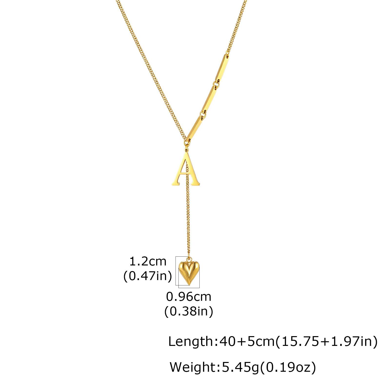 Stainless Steel 26 English Letters Necklace Heart-shaped Pendant for Women Y-shaped A-Z Alphabet Clavicle Necklace Jewelry Gift