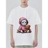 Black T Shirt With Jason Voorhees And Teddy Bear Graphic For Casual Wear