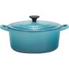 Le Creuset Cast Iron Round Cocotte 22cm Caribbean Blue Gas IH Oven Compatible