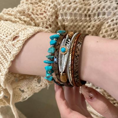 Bohemian Exotic Ethnic Style Náramek Dámský Osobnost Stohovaný Náramek Niche Vynikající Ruční Šperk Studentské Párty Doplňky
