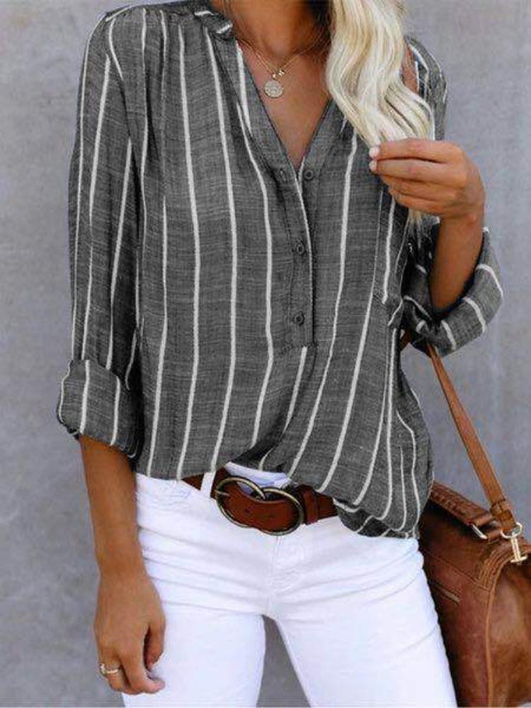 Simple and Stylish Printed Striped Shirt for Women