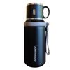 600ml Kawaii 316 Stainless Steel Thermos, Double Wall Vacuum Insulated Water Bottle with Handle & Lanyard for Outdoor Tea