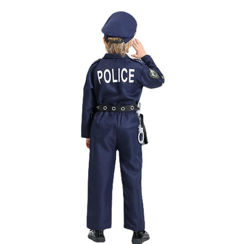 Kids Police Costume Set Halloween Cosplay Outfit Cos Party Performance Suit for Boys Role Play