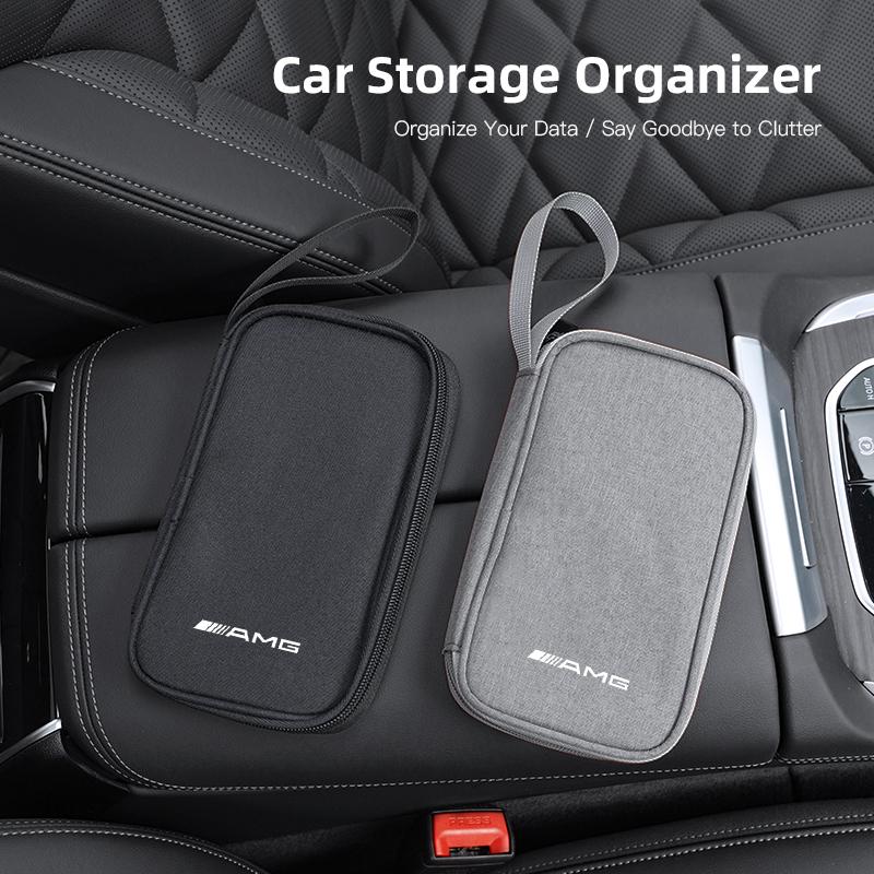 Car Emblem Storage Bag Protable Key Drive Earphone USB Card Pouch For Mercedes Benz AMG W204 W205 W206 W203 W211 W212 W213 W210